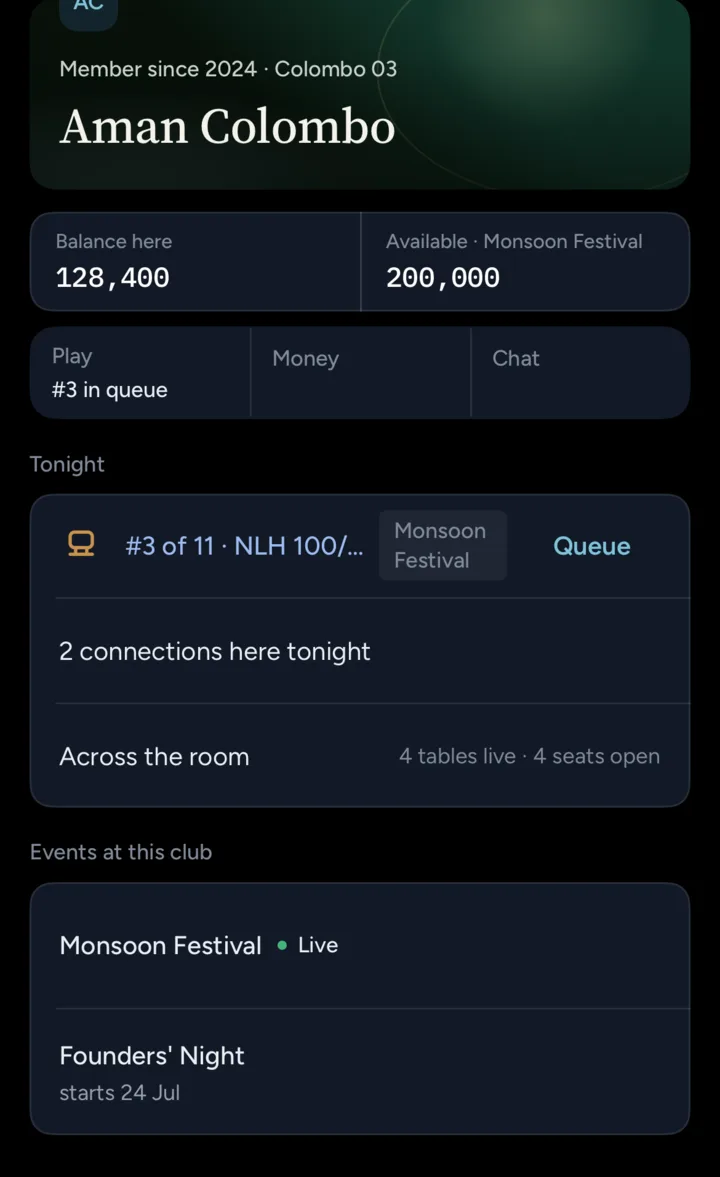 Club hub: Monsoon Festival, balance here, queues, tonight